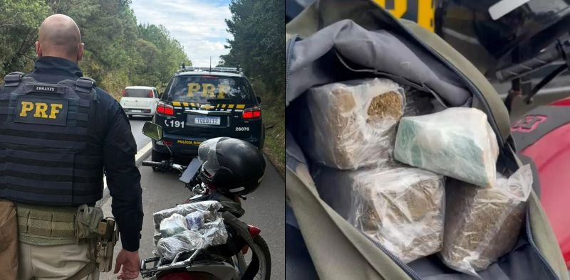 Fiscaliza&ccedil;&atilde;o policial revela mochila cheia de drogas na BR-280, em Mafra