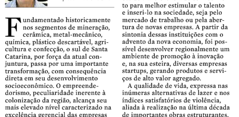 A transforma&ccedil;&atilde;o do Sul de Santa Catarina