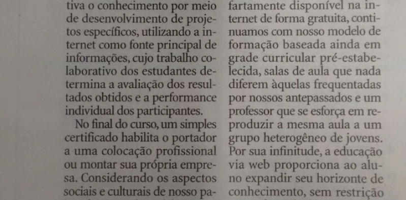 Artigo Publicado Di&aacute;rio Catarinense - Educa&ccedil;&atilde;o Via Web