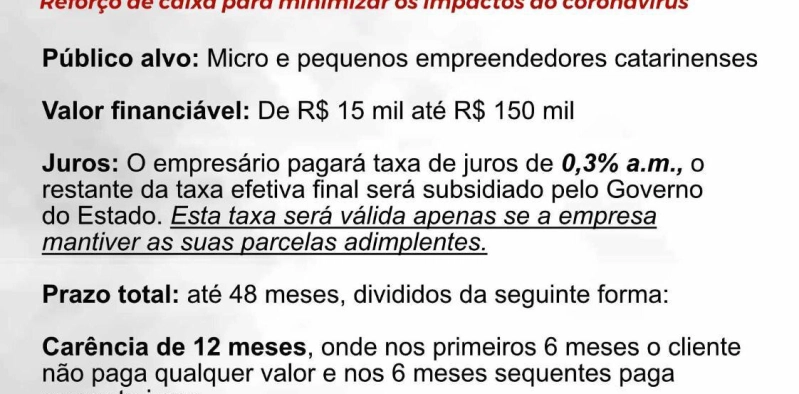 Badesc abre linha emergencial para micro e pequenas empresas afetadas pelas medidas de combate ao coronav&iacute;rus