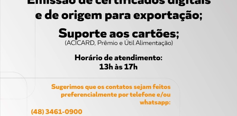 Comunicado - Acic atender&aacute; apenas em regime de plant&atilde;o